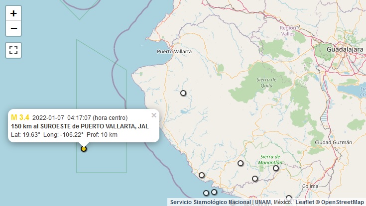 Sismo 2 - Servicio Sismológico reportó dos sismos en esta región de Vallarta