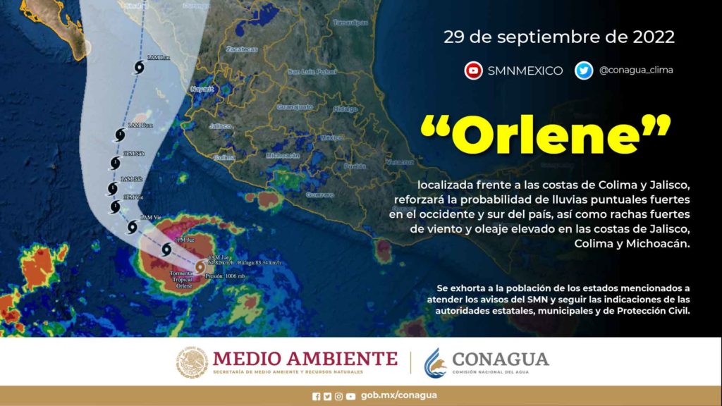 vienelatormentatropicalorlene2 1024x576 - Viene la tormenta tropical “Orlene” y dejará más lluvias en la bahía