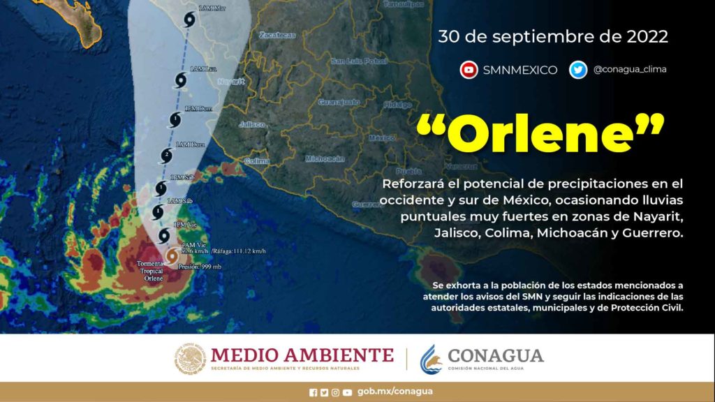 alertaporelpasodelatomentatropicalorlene1 1024x576 - Alerta, por paso de la tormenta tropical “Orlene” por el Pacífico