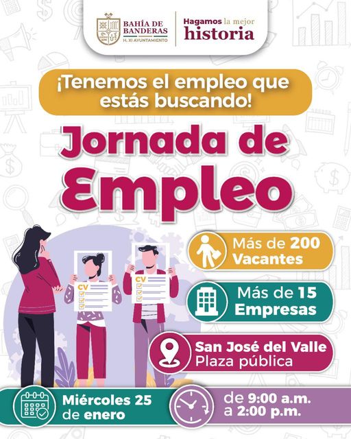 convocatoriaalaprimerajornadadleempleo - Anuncian la primera jornada del empleo en Bahía de Banderas
