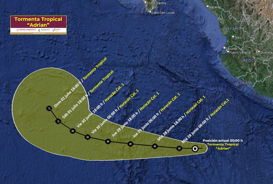tormentatropicaladrian - "Adrián" se convierte en la primera tormenta tropical de 2023 en el Pacífico