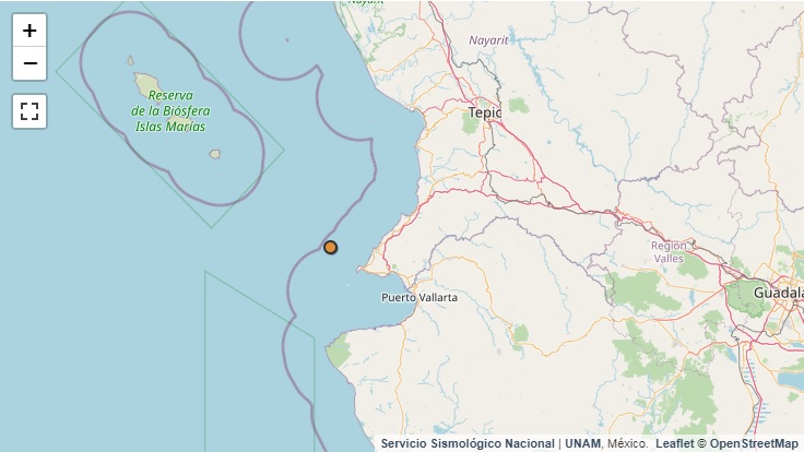 sismofrenteaplayasdesayulita - Reportan sismo de magnitud 4 grados en mar adentro, frente a playas de Sayulita