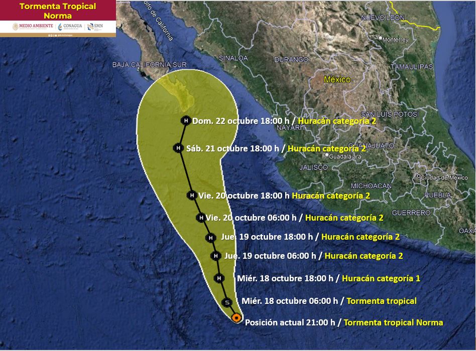 seformalatormentatropicalnorma - Se formó ya en el Pacífico la tormenta tropical “Norma”