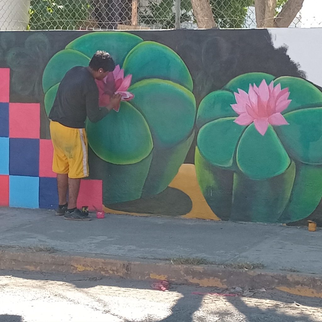 artistaponecolorasanvicente2 1024x1024 - Artista pone color y vida a calles, avenidas y bardas de San Vicente